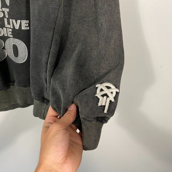 Bounty Hunter Too Young to Die stonewash crewneck gray mens size JPN Medium - Picture 4 of 7